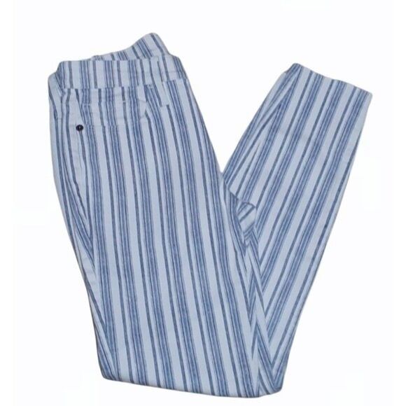 FRAME Le Skinny de Jeanne Crop Women's Preppy Blue Stripe Raw Hem Jeans Size 25 - Picture 6 of 8